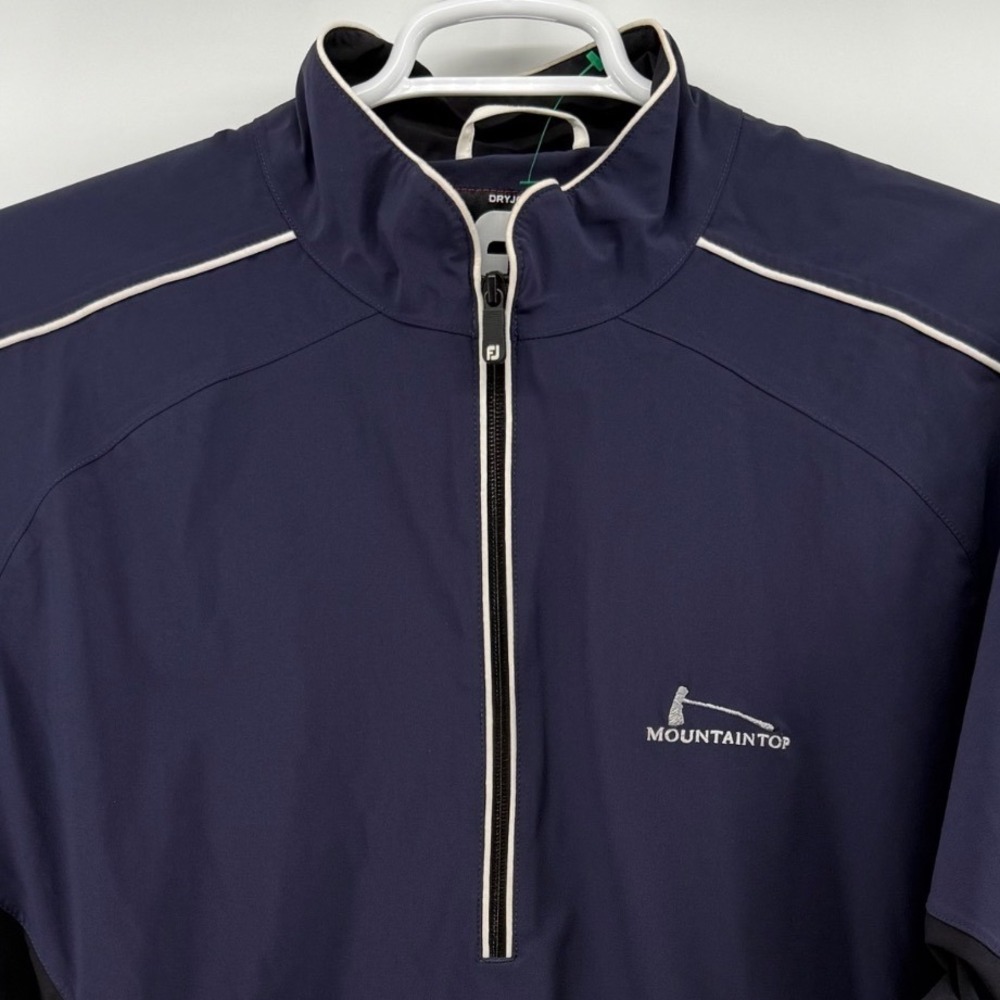 FootJoy DryJoys Tour Collection Mens L Navy Half Zip Short Sleeve Golf Jacket